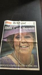 Troonsafstand Koningin Beatrix 29/1/2013, Nederland, Krant, Ophalen of Verzenden, 1980 tot heden