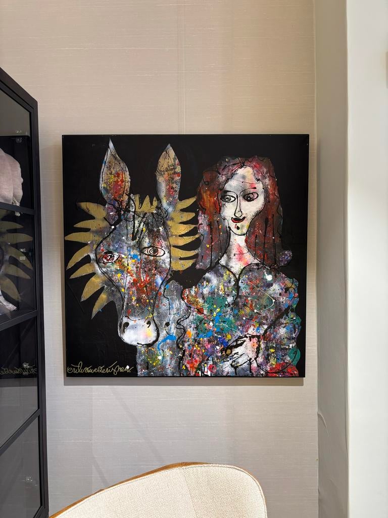 Schilderij van vrouw en ezel ERIK ZWEZERIJNEN, Ophalen