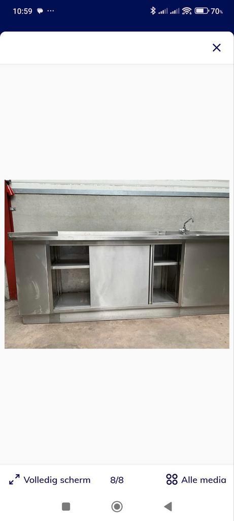 RVS Buitenkeuken met Spoelbak en Schuifdeuren, Tuin en Terras, Bergingen en Tuinkasten, Gebruikt, Ophalen of Verzenden