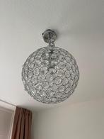 Moderne bolvormige plafondlamp met kristallen, Ophalen of Verzenden, Zo goed als nieuw, Glas, Modern