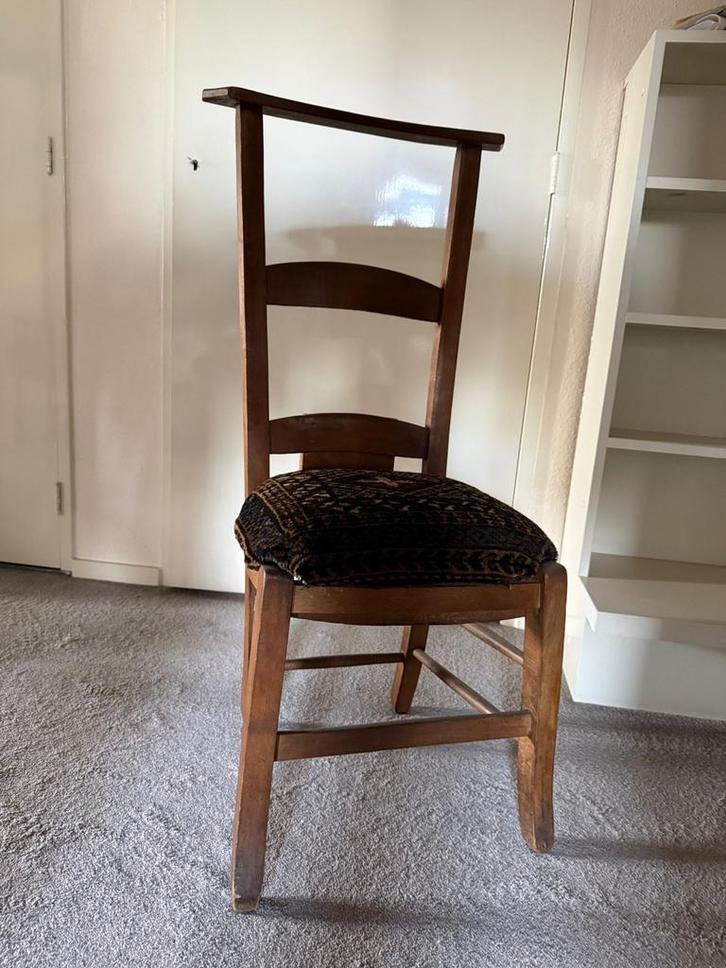 Houten bidstoel met Kussen, Huis en Inrichting, Stoelen, Gebruikt, Eén, Hout, Bruin, Ophalen