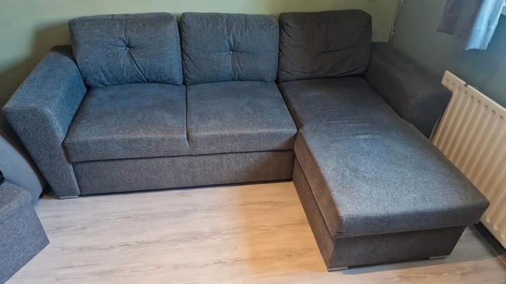 Antraciet stoffen slaapbank, Huis en Inrichting, Banken | Sofa's en Chaises Longues, Zo goed als nieuw, 200 tot 250 cm, 150 cm of meer