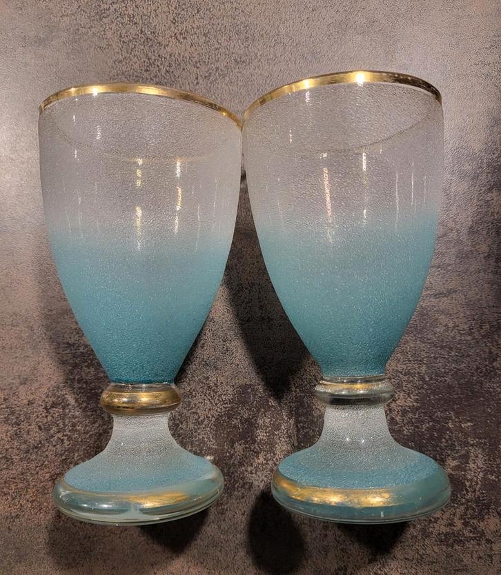Vintage glazen met gouden rand, Antiek en Kunst, Antiek | Glas en Kristal, Ophalen of Verzenden