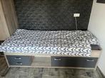 Kajuitbed Pep Beter bed 90/200 - hout en grijze frontjes, Ophalen, 85 tot 100 cm, Zo goed als nieuw, Matras