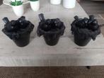 3 bruine bloempotten met stenen vogels, Huis en Inrichting, Woonaccessoires | Overige, Ophalen, Zo goed als nieuw