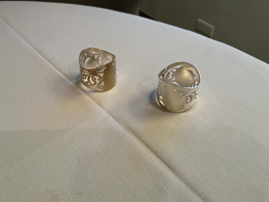 Zilveren Servetringen met Uitgesneden Design, Verzenden, Gebruikt, Zilver, Los bestek