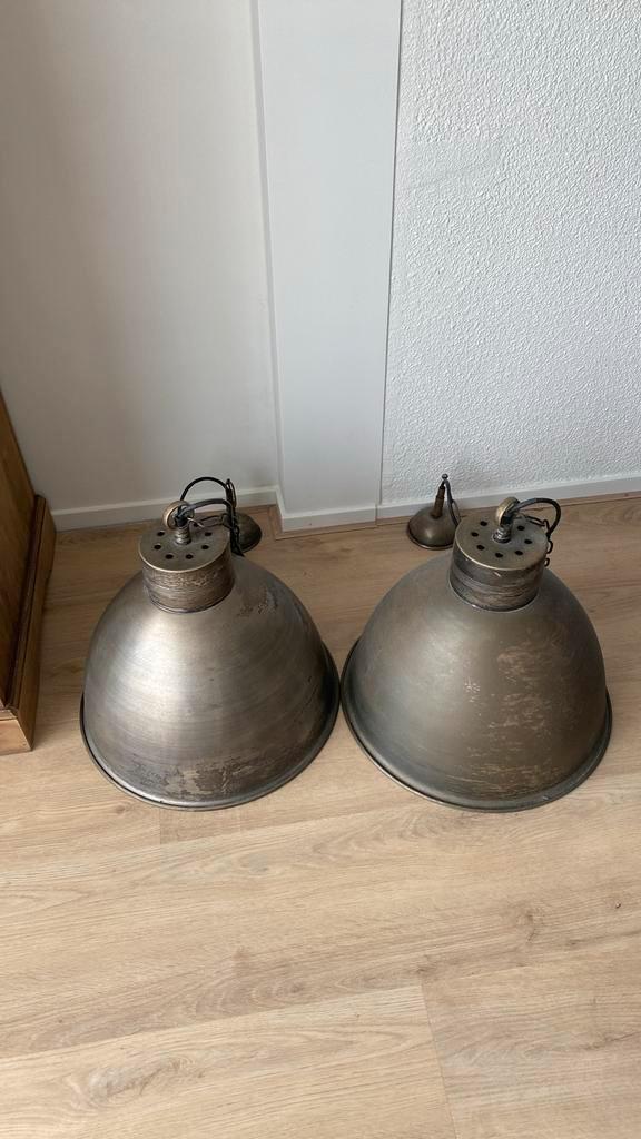 Industriële Hanglampen Set, Huis en Inrichting, Lampen | Hanglampen, Gebruikt, 75 cm of meer, Metaal, Ophalen of Verzenden