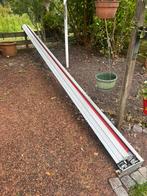 Knikarmscherm 4995 mm lang, rood doek,, Tuin en Terras, Zonneschermen, Ophalen, Gebruikt, 450 cm of meer, 150 tot 300 cm
