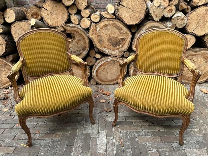 Vintage Fauteuils - set van 2, Huis en Inrichting, Fauteuils, Gebruikt, Hout, 50 tot 75 cm, Minder dan 75 cm, Ophalen