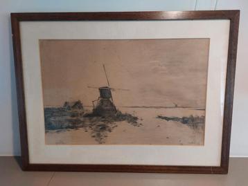 P.J.C. Gabriël - Molenlandschap, Haagse School beschikbaar voor biedingen