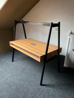 Doble studio table wood and black metal (140 x 80), Huis en Inrichting, Bureaus, Zo goed als nieuw, Ophalen