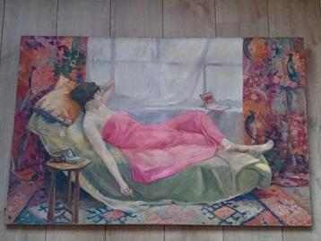 Vue du Midi - groot olie op doek - gesigneerd "AB 1921" beschikbaar voor biedingen