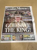 krant King Charles III inhuldiging editie Sunday Mercury New, Ophalen of Verzenden, Zo goed als nieuw, Muziek, Film of Tv