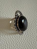 Q218/Verzilverde Grote ONYX ring 8 1/4, Gebruikt, Verzenden, Zwart, X
