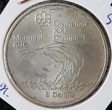 Canada 5 dollars 1976 Olympic swimming zilver beschikbaar voor biedingen