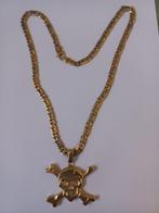 konings ketting gouden ketting skull doodskop, Sieraden, Tassen en Uiterlijk, Kettingen, Ophalen, Zo goed als nieuw, Zilver, Goud