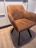 2 Cognac Eetkamerstoelen met Stalen Poten, Ophalen, Gebruikt, Twee, Bruin