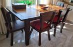 PRACHTIGE EIKEN EETHOEK+4 HANDGEMAAKTE MASSIEF EIKEN STOELEN, Ophalen, Zo goed als nieuw, 6 tot 8 stoelen