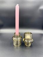 Zusss Glazen Kandelaars met Ribbels - Grijs Groen (2 stuks), Overige materialen, Nieuw, Ophalen of Verzenden, Minder dan 25 cm