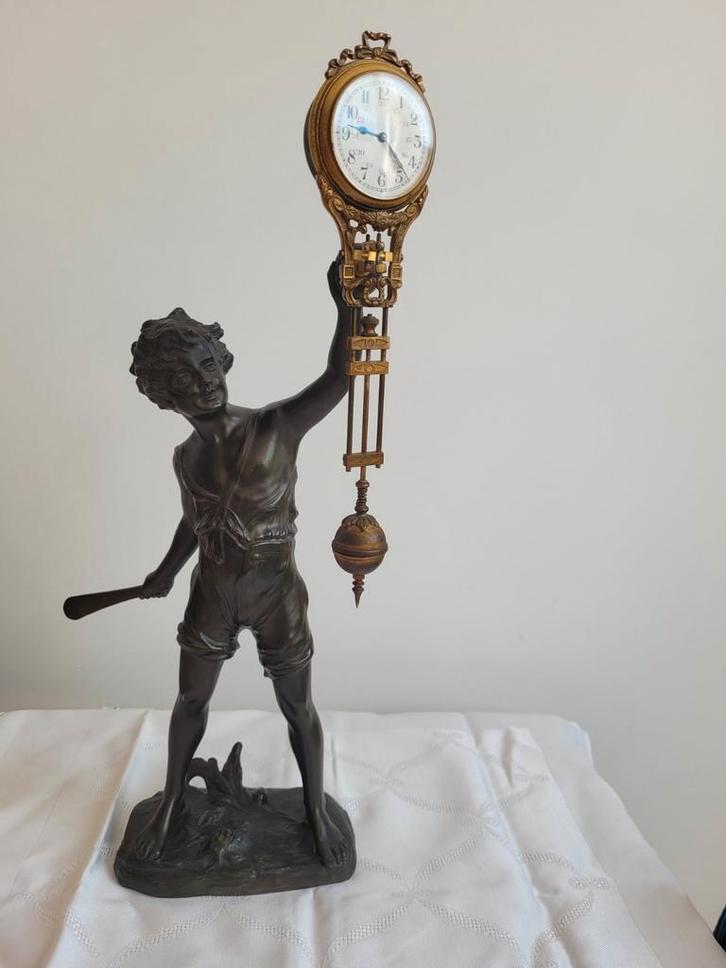 Bronzen beeld Franz Iffland met klok, Antiek en Kunst, Kunst | Beelden en Houtsnijwerken, Ophalen
