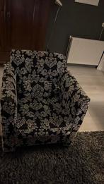 2 identieke fauteuils, stof zwart/lichtgrijs, Ophalen, Gebruikt, Eenpersoons, 75 tot 100 cm
