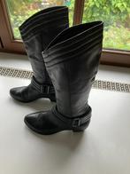 Stoere leren zwarte vintage-laarzen maat 40, Hoge laarzen, Verzenden, Zwart, Gedragen