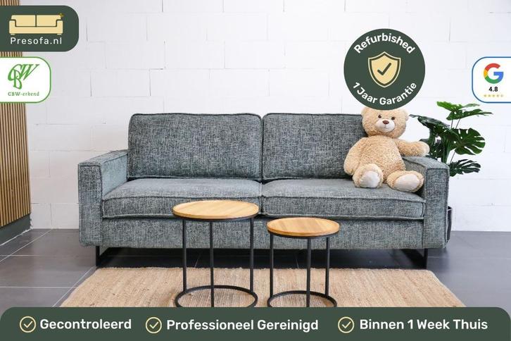 2,5 zits Rechte bank Groen Turquoise [Refurbished], Huis en Inrichting, Banken | Bankstellen, Zo goed als nieuw, Rechte bank, Driepersoons