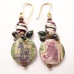 Handgemaakte Zebra oorbellen in 22k Goud vermeil, Sieraden, Tassen en Uiterlijk, Hangers, Nieuw, Ophalen of Verzenden, Met edelsteen