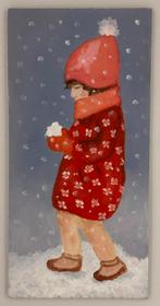 Meisje in de sneeuw, Antiek en Kunst, Kunst | Schilderijen | Modern, Ophalen of Verzenden