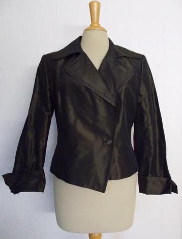 Prachtig donkerbruin 100% silk jasje van Pauw (Amsterdam) S beschikbaar voor biedingen