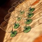 8 prachtige vintage glazen met Turquoise voet., Ophalen of Verzenden
