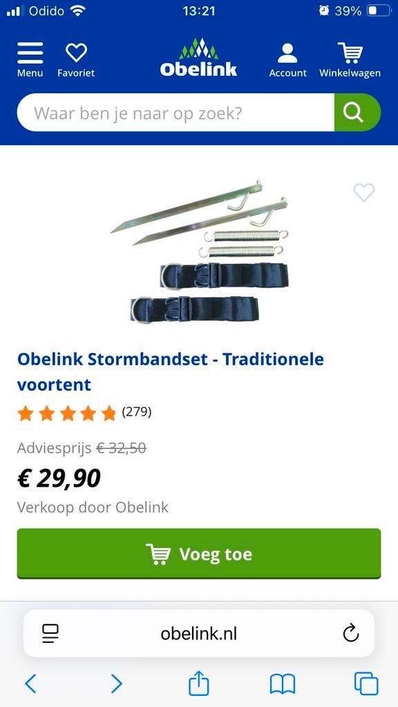 Obelink Stormbandset  Hypercamp/Goldcamp, Caravans en Kamperen, Tentaccessoires, Nieuw, Ophalen of Verzenden