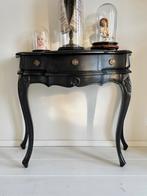 Vintage / antieke zwarte brocante sidetable, Ophalen, Gebruikt, 25 tot 50 cm, Rechthoekig