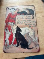 Once upon a time cats dogs girl blik plaatje bord bordje, Ophalen of Verzenden, Zo goed als nieuw