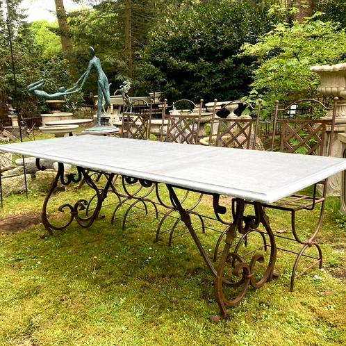 * gietijzer tafel hardsteen blad tuintafel smeedijzer roest, Huis en Inrichting, Tafels | Eettafels, Nieuw, 50 tot 100 cm, 200 cm of meer