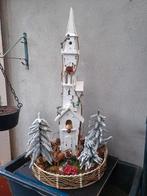 Te koop kerk met verlichting en kerst decoratie hoogte is,90, Diversen, Kerst, Ophalen