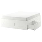 IKEA BRIMNES Bedframe met lades, 160x200 incl lattenbodem, Huis en Inrichting, Slaapkamer | Bedden, Gebruikt, Verzenden, Wit, Tweepersoons