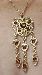 Goudkleurige ketting met hartjeshanger., Overige materialen, Ophalen of Verzenden, Zo goed als nieuw, Goud