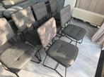 6 Industriele Eetkamer stoelen - Grijs, Ophalen, Gebruikt, Vijf, Zes of meer stoelen, Stof