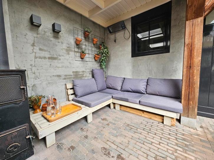 Loungehoek steigerhout, Tuin en Terras, Tuinsets en Loungesets, Gebruikt, Loungeset, Steigerhout, 5 zitplaatsen, Ophalen