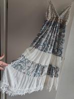 Bohemian Ibiza jurk M lange stroken jurk wit kant met blauw, Maat 38/40 (M), Overige kleuren, Ophalen of Verzenden, Gedragen