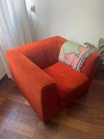 Oranje retro fauteuils, ribfluweel (twee stoelen, kan los), Ophalen, Gebruikt, 75 tot 100 cm, 75 tot 100 cm