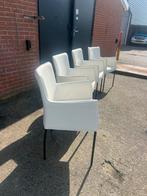 Witte Lederen Stoelen - Set van 4, Ophalen, Wit, Leer, Zo goed als nieuw
