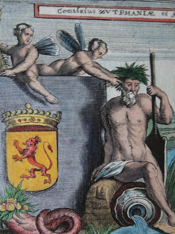 kleur gravure allegorisch Zutphen, Doesburg Bouttats 1674, Antiek en Kunst, Kunst | Etsen en Gravures, Verzenden