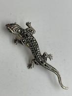 B938 Prachtige zilveren broche hagedis, Ophalen of Verzenden, Zilver, Broche, Met edelsteen