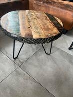 Ronde Salontafel met Fietsband Rand, Ophalen, Gebruikt, 50 tot 100 cm, Rond