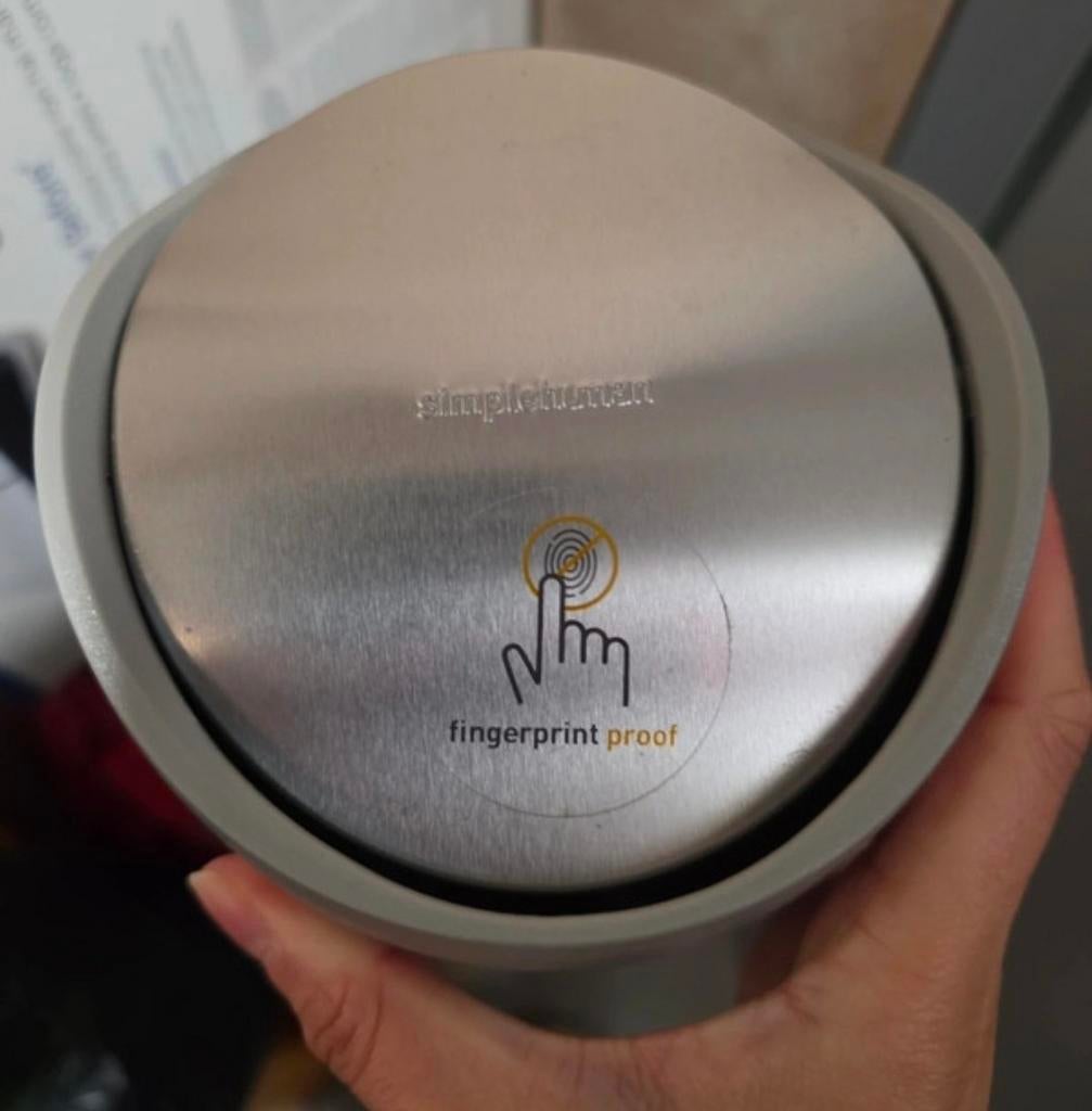 Simplehuman kleine afvalemmer 1.5L, Gebruikt, Ophalen of Verzenden, Minder dan 10 liter, Rvs