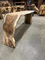 Waterval eettafel massief suarhout smal doorlopend blad