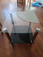 Glazen hoektafel met zwart onderblad, Ophalen, Minder dan 50 cm, Gebruikt, Minder dan 50 cm