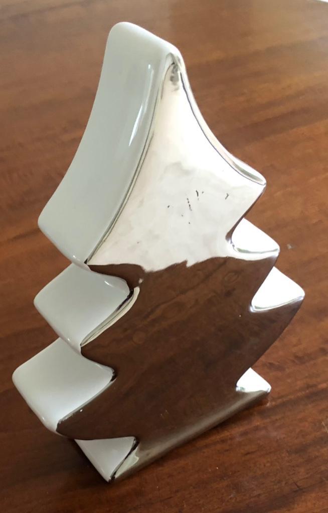 Zilverkleurig kerstboompje van gips, Diversen, Kerst, Gebruikt, Ophalen